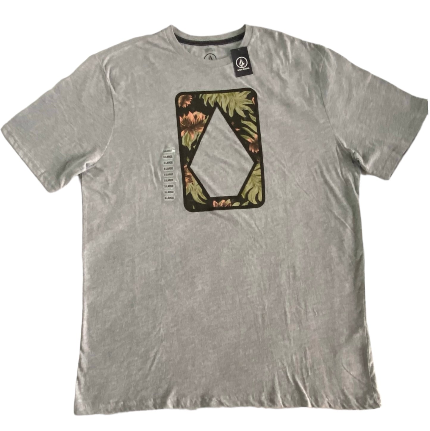 CAMISA GRIS "VOLCOM" ESTAMPADO DIAMANTE CON FLORES
