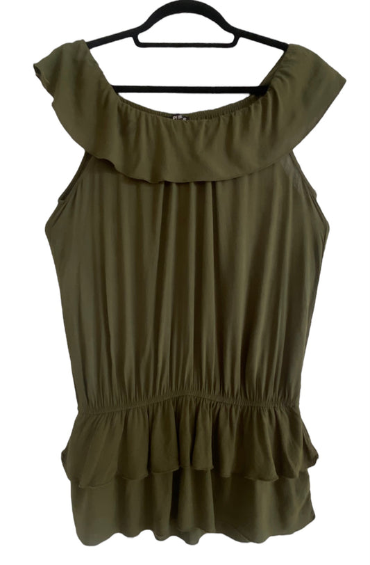 BLUSA MANGA SIZA CUELLO BANDEJA VERDE MILITAR