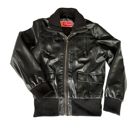 CHAQUETA NEGRA CUERINA ESTILO AVIADOR