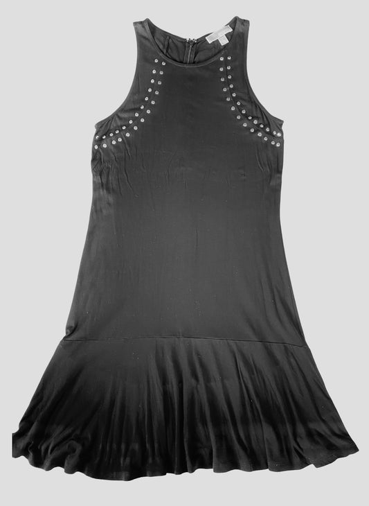 VESTIDO NEGRO MIDI CON TACHES